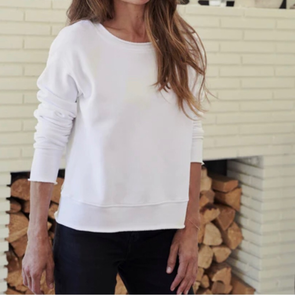 Frank & Eileen white cotton crewneck Boyfriend sweatshirt top